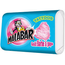Chewing Gum Malabar Barbe à Papa avec Tattoo 5pcs